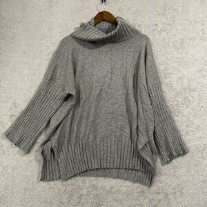 NWOT Cyrus Womens XL Gray Ribbed Cowl Neck Sweater Rayon/Polyester Blend
